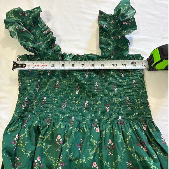 Hill House Women XS The Ellie Nap Dress Emerald Trelli Smocked Midi Formal - Picture 7 of 7